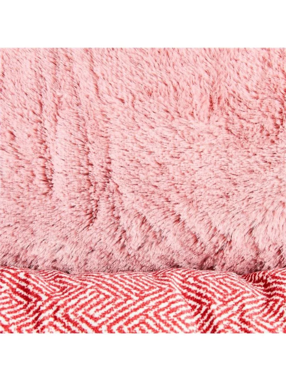 Large Flannel Waffle Texture Bolster Cat or Dog Bed, Pink, 27